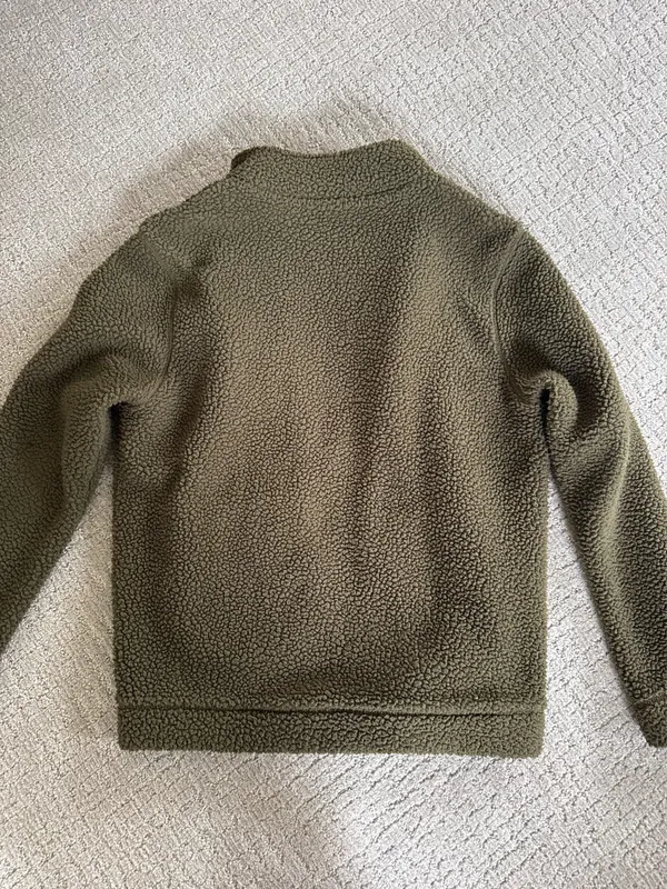 Banana Republic Olive Green Sherpa Zip-Up - Image 4