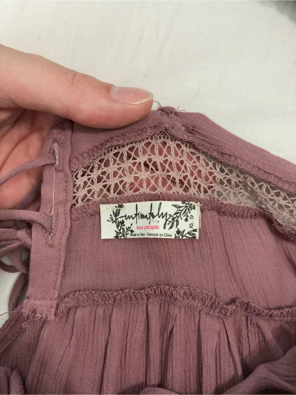 Free People Dusty Rose Lace-Trim Mini Dress - Image 6