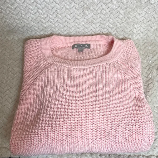 J. Crew Womens Powder Pink Cable Knit Crewneck‎ Barbiecore Sweater Large - Image 6