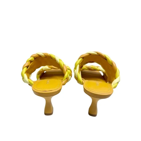 Marc Fisher Yellow Multi Braided Double Strap Square Toe Slide Sandals Size 7.5M - Image 4