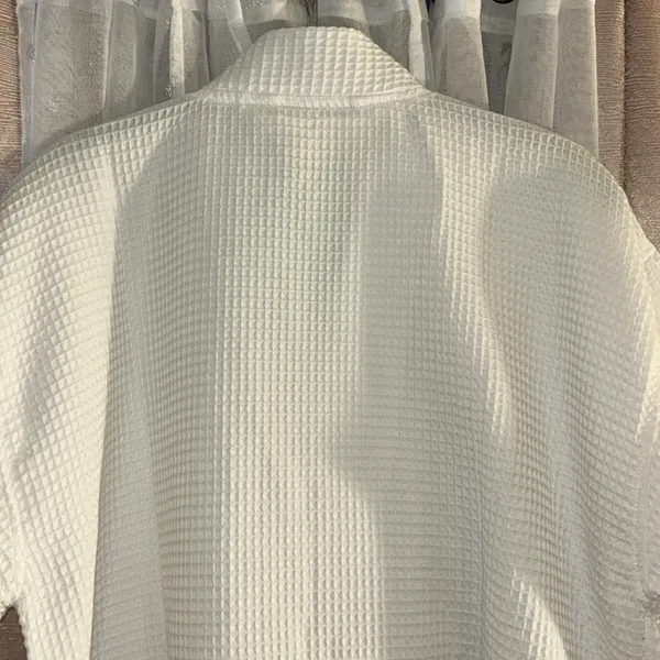 NWT Turquas Size L White Waffle Knit Robe - Image 12