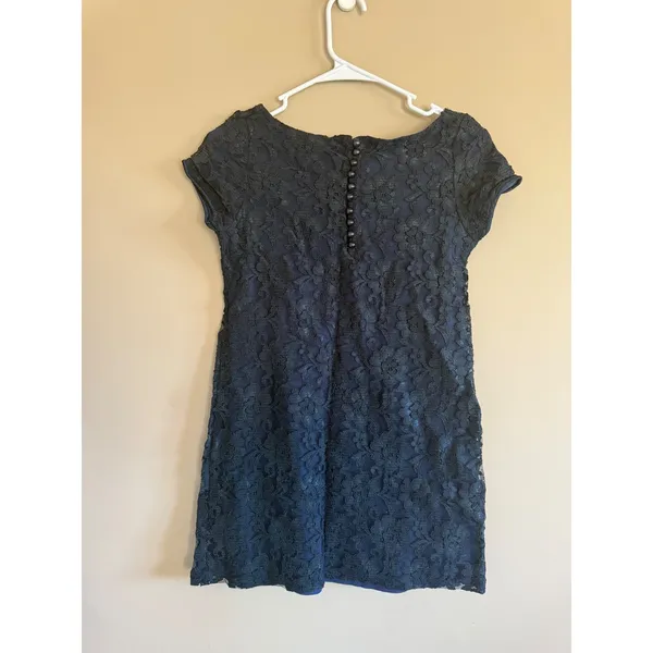 H&M‎ Navy Blue Lace Cap Sleeve Sheath Dress Women's XS - Image 3