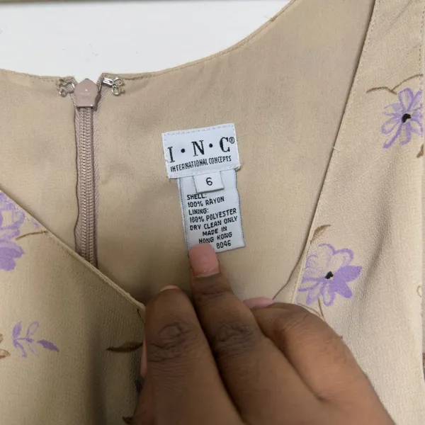 VTG 90s Women Indie Grunge‎ Maxi Jumper Dress 6 Tan Purple Floral 90s Summer - Image 4