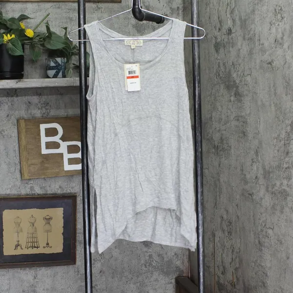 NWT Pink Rose Juniors Side-Slit Handkerchief-Hem Tank Top Gray XS - Image 2