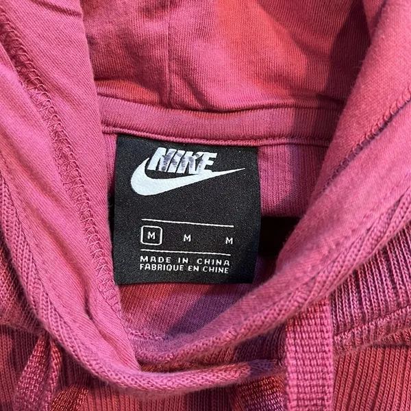Nike ribbed cropped hooded long sleeve shirt pullover Medium logo maroon - Image 7