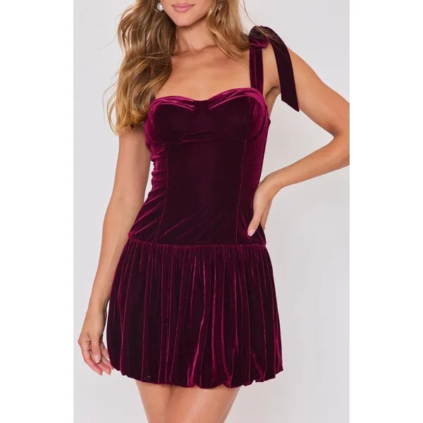 S24. Vici Veronica Velvet Bubble Hem Minidress - Image 4