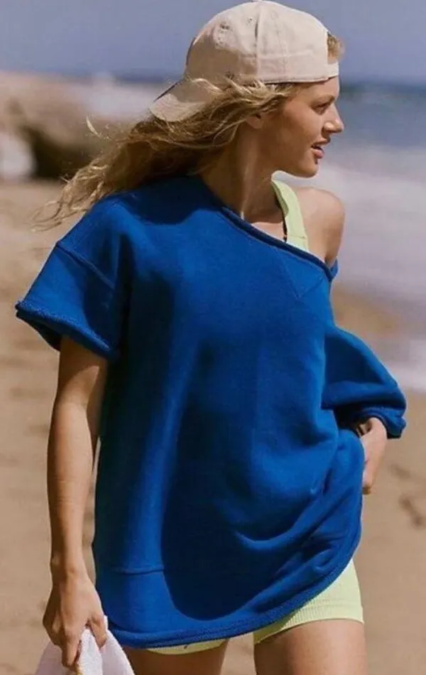 Free People Movement Cruise Sweatshirt Tshirt Stellar Blue NWT Size Medium - Image 2