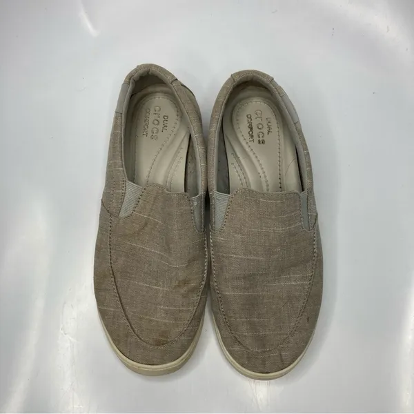 Crocs‎ citiline tan canvas slip on shoes size 8 - Image 5