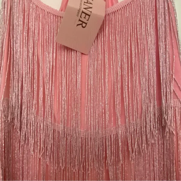 Maner Womens Bubblegum Pink Fringe Front Tank Top M Medium 38” NWT New - Image 5