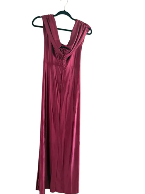 Oysho Elegant Draped Cowl Maxi Dress in Burgundy - Image 3