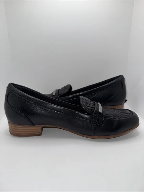 Clarks Juliet Aster‎ Loafers Black Leather Slip On Shoes Women’s 5.5 - Image 7