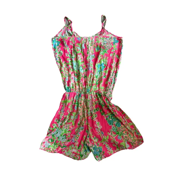 Lilly Pulitzer Deanna Romper‎ XS Pink Flamingo Tropical Floral Sleeveless - Image 3