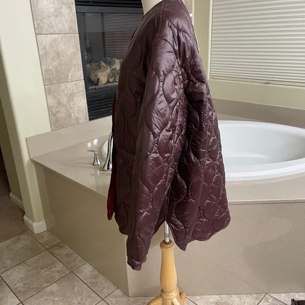 Mango MNG Anorak 012Melon Water Repellent Quilted Jacket Burgundy XXL NEW NWT - Image 2