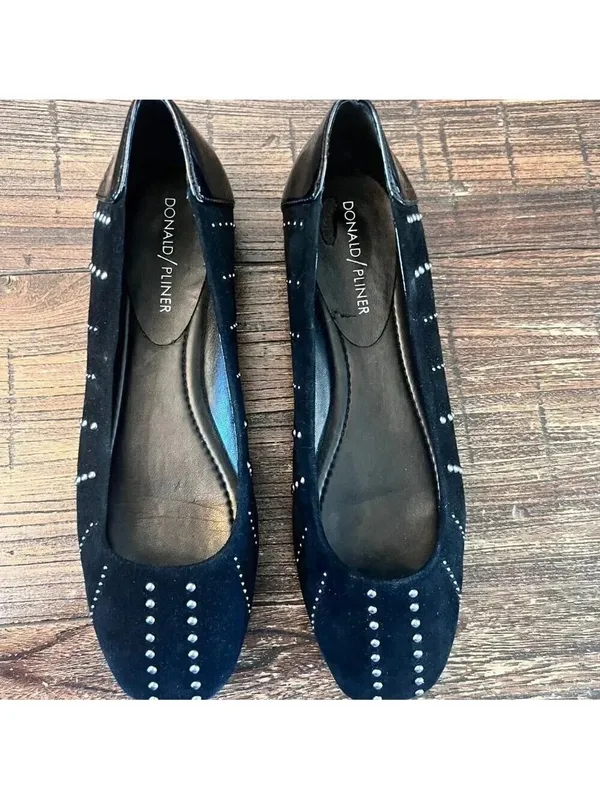 Donald Pliner Darren Black Suede Studded Flats Slip On Shoe Size‎ 7 EUC - Image 5