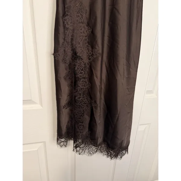 Zara Collection Y2K Lace Tank Dress‎ Satin Brown Fairy Festival Asymmetrical - Image 4