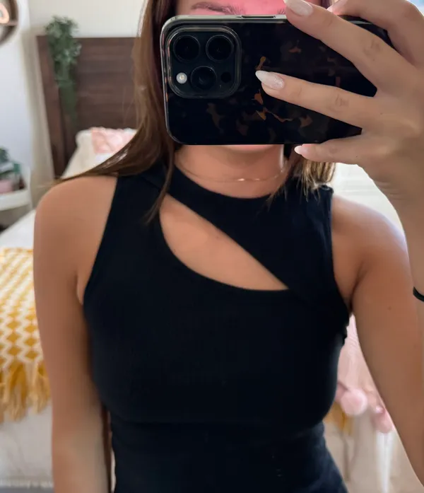 Melrose and Market Black Ribbed Bodycon Dress - Image 4