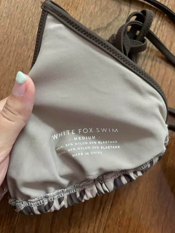 White fox Beach Club Chocolate Monogram Print bikini top - Image 4