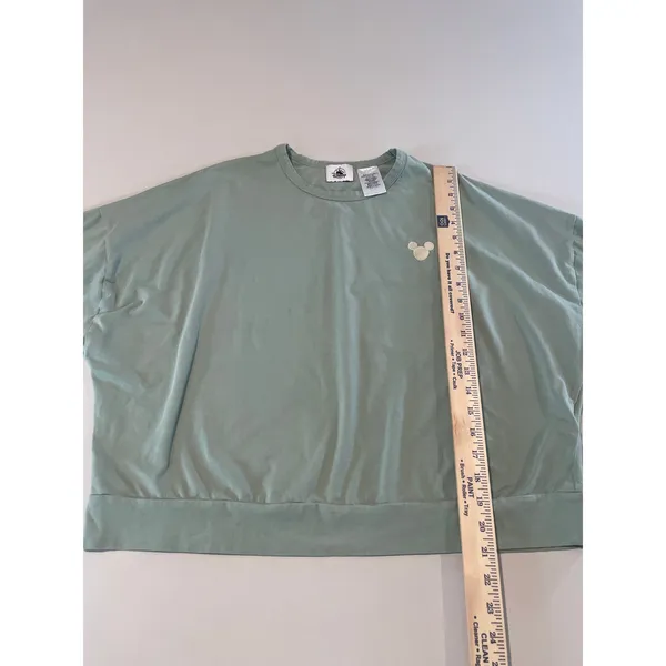 Disney Long Sleeve Top Sage Green Embroidered Mickey Size L - Image 3