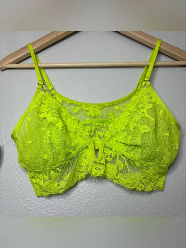 Aerie neon green lace fairy boho cute bralette medium casual sexy new women - Image 3
