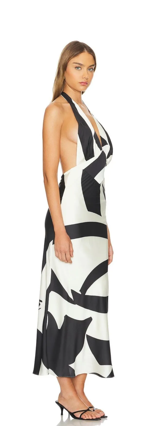 Anthropologie Bardot Black White Citron Halter Midi Bodycon Dress - Image 2