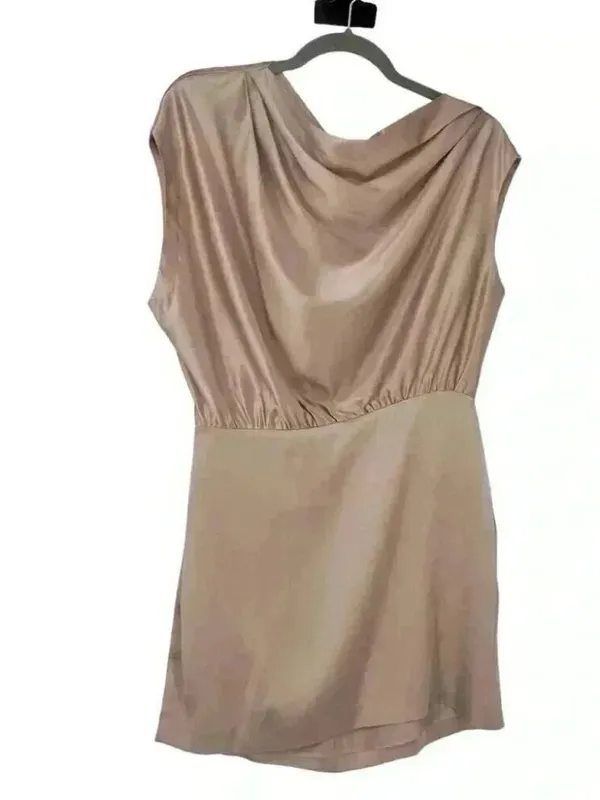 The Sei Silk One Shoulder Draped Mini Dress Pink 6 - Image 3