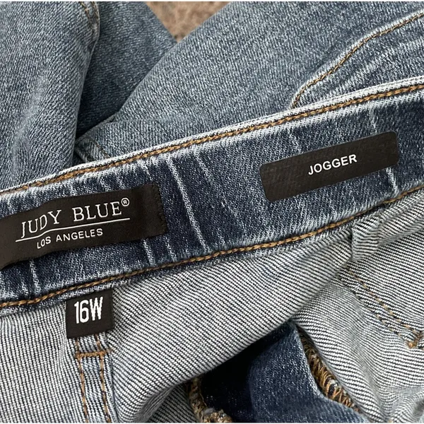 Judy Blue Paxton Jeans Plus Size 16W Drawstring Stretch Denim Medium Wash Jogger - Image 6
