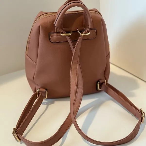 Quilted Pink Gold Mini Backpack Convertible Crossbody Straps Pockets Y2K - Image 3