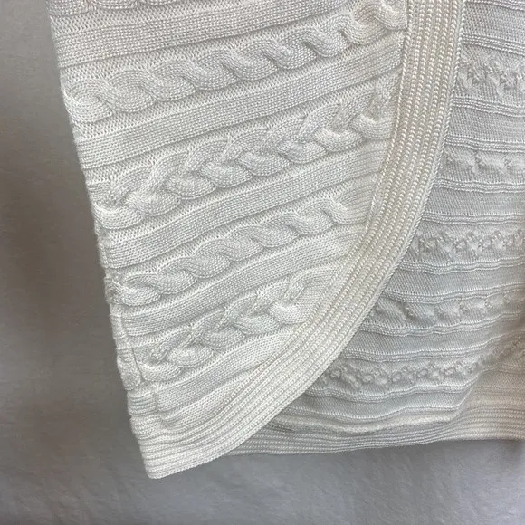 Ralph Lauren White Cable Knit Open Front Cardigan Sweater S/M - Image 5