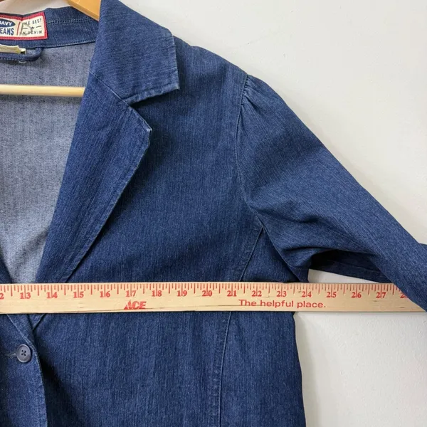 Vintage Old Navy Denim Blazer Jacket Y2K‎ Masc Sleek Office Hipster Minimalist - Image 9