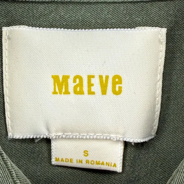 Maeve Anthropologie Olive‎ Green Tencel Tie Front Button Down Blouse Small - Image 2