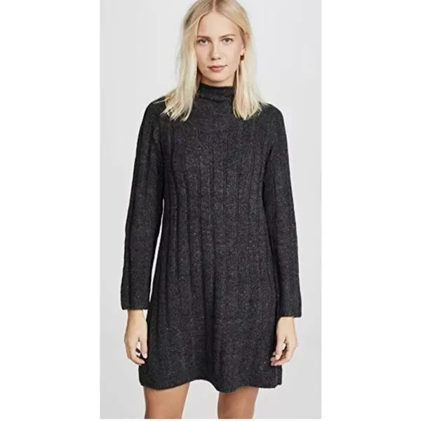 Madewell Donegal Rolled Mock Neck Ribbed Sweater Dress AF500 - Donegal Coal - Image 10