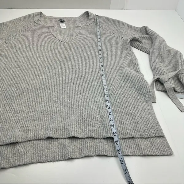 Aerie Terry Cloth Sweater Womens XL Grey Gray Wrist Tie Notch Neck‎ NEW *FLAWED - Image 9
