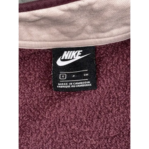 Nike Quarter Zip Pullover Women S Burgundy Black Colorblock‎ Fleece Mock Neck - Image 10