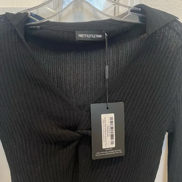 Black Long Sleeve Sheer Top - Image 3
