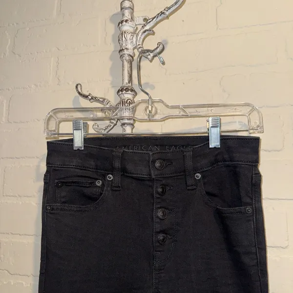 American Eagle Outfitters jeans denim Jeans Black Stretch Pockets Button Fly 2 - Image 2