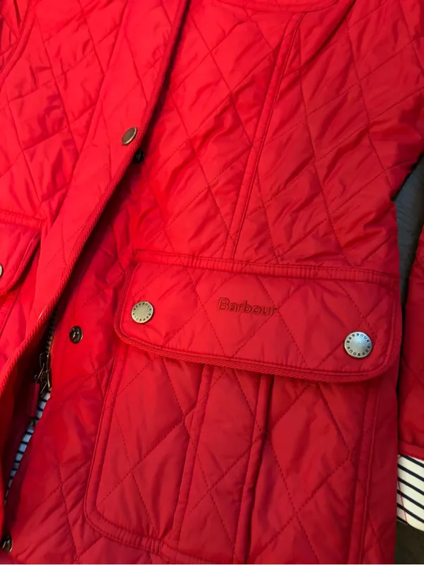 Barbour Bright Red Quilted Field Jacket - Image 6
