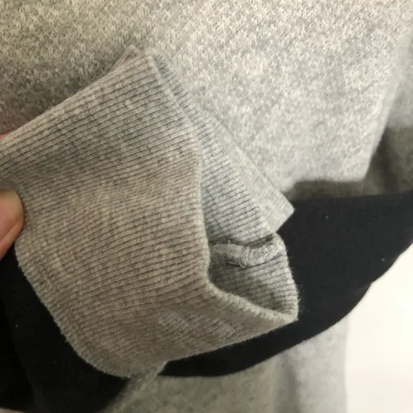 Free People Sweater Cowl Turtleneck Pullover Oversized Mixed Media Raw Grey - Image 8