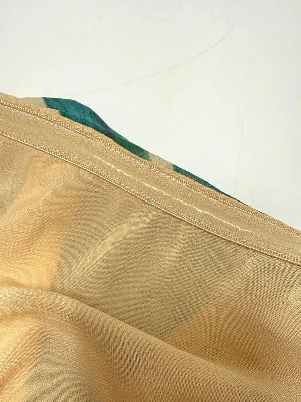 *NEW* Dress Forum Beige Palm Leaf Print Strapless Chiffon Maxi Dress - Image 6