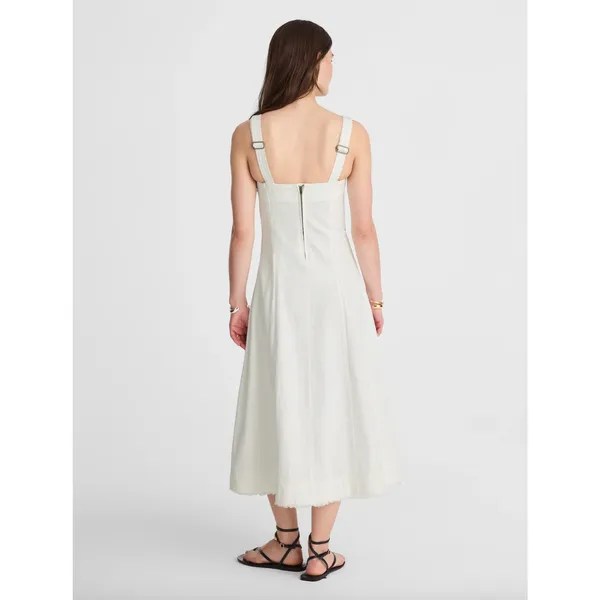 Madewell Denim Scoopneck Midi Dress Pure White Wash A Line Minimalist Small NWT - Image 4