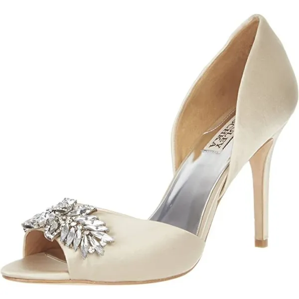 New. Womens Badgley Mischka Nikki Peep Toe Heels, White. Retails $245 - Image 2
