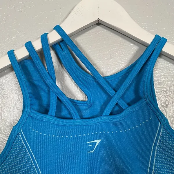 Gymshark Women M Blue Ultra Seamless Sports Bra Strappy Stretch Gym Athletic - Image 6