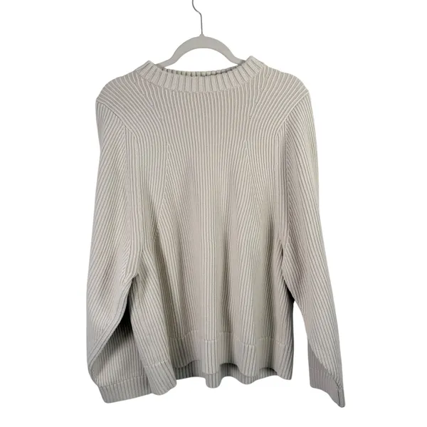 Lululemon Cotton Blend Crewneck Ribbed Sweater Bone Chunky Casual Womens Medium - Image 2