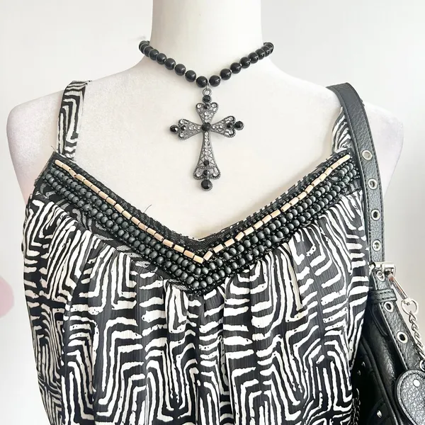 Vintage Y2K Beaded Tank Top Vintage Festival Retro‎ 2000s Boho Small - Image 2