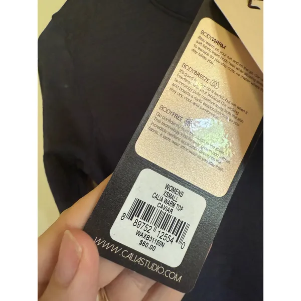 Calia by Carrie Underwood Warm Top Caviar Black Funnel Neck WAXB31150N XS NEW‎ - Image 2