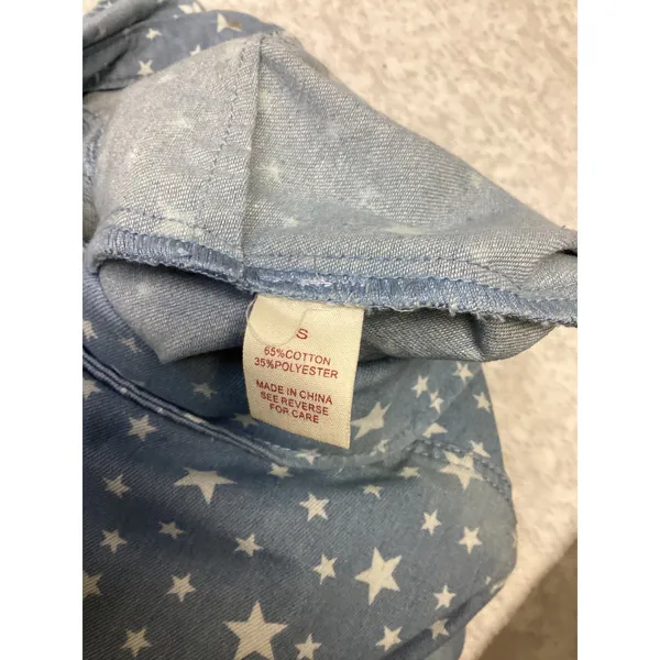 Wishlist Star Print‎ Short Sleeve Button Front Romper Denim Blue Small NEW… - Image 5