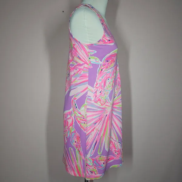 Lilly Pulitzer Amina Dress Sleeveless Designer Bright Floral Sz XS Pima Cotton - Image 3