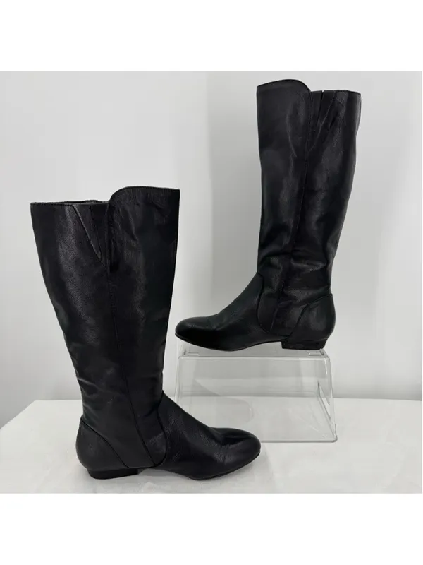 Black Riding Boots Gianni Bini Genuine Leather Equestrian Size 7M - Image 4