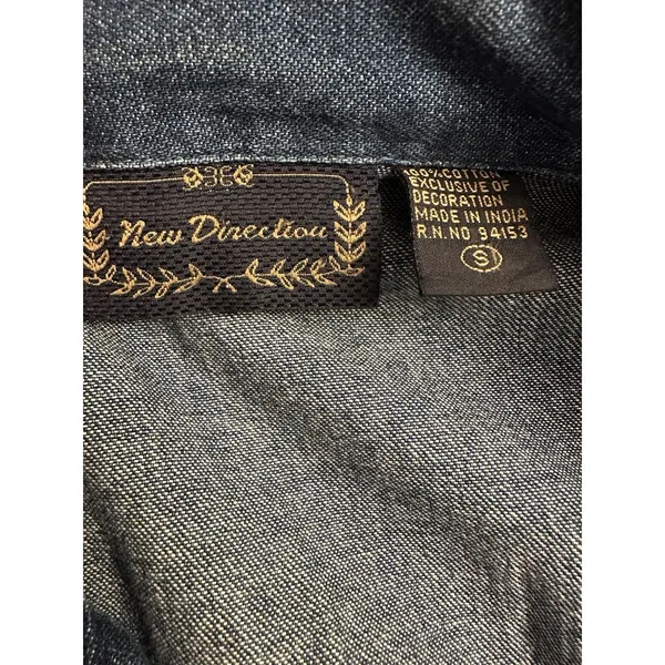 Christmas Jean Shacket Holiday Theme Shirt Size Small Blue Denim Vintage Xmas - Image 5