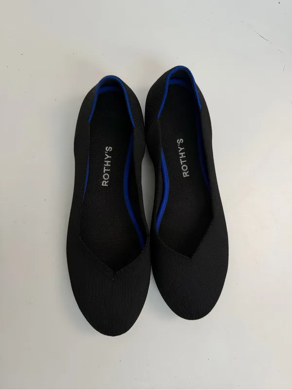 Rothys The Flat Ballet Shoes Round Toe Comfort Travel Washable Black Blue - Image 3