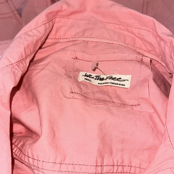 NWOT FREE PEOPLE Freya Poplin Tunic Button Down Blouse Pink - Image 9